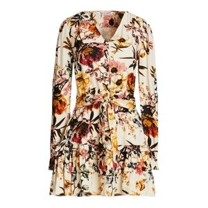 NWT! Walter Baker Nevilla Floral-print Jacquard Mini Dress In Ecru. Size Large.